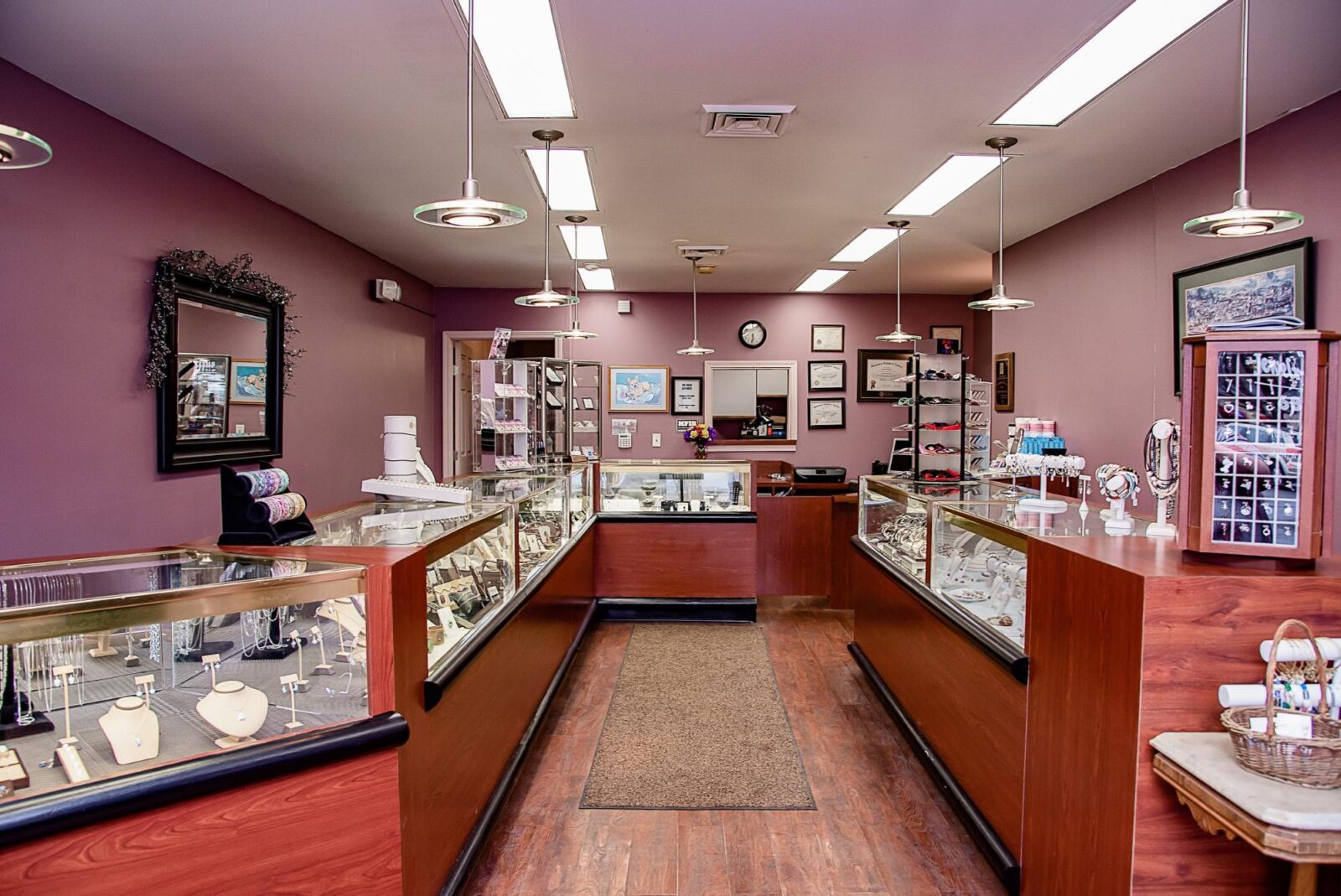 Interior of the store featuring jewelry display cases